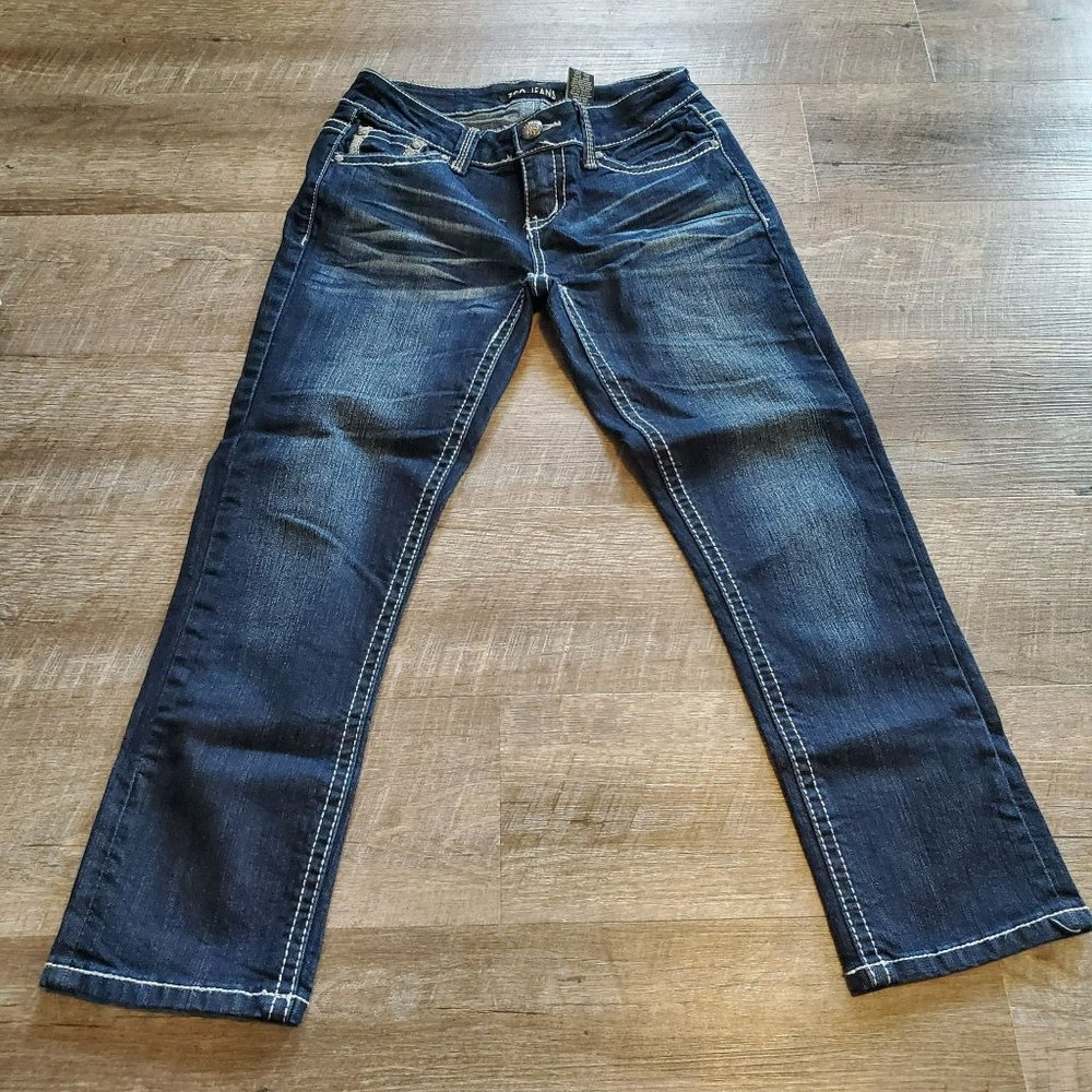 ZCO Jeans Juniors Size 5 Dark Wash Straight Leg Jean Capri Blue